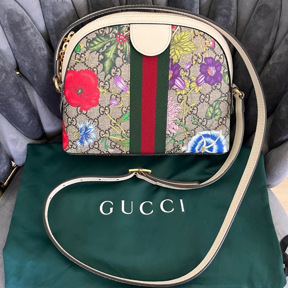 Gucci Ophidia Dome Shoulder Bag Flora GG Coated Canvas Small - Picture 2 of 12